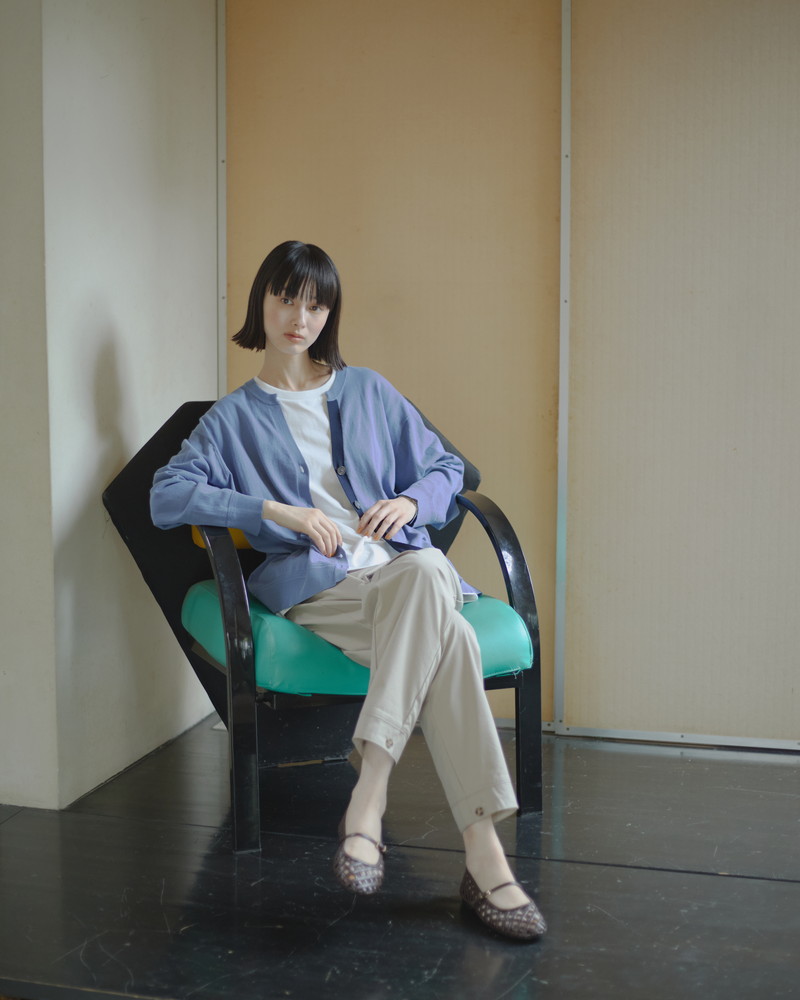 コットンキーネックカーディガン